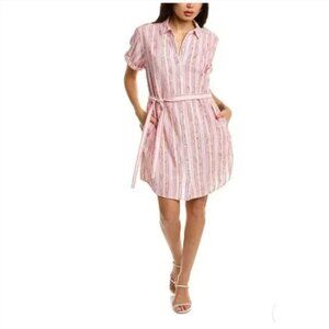 Michael Stars Sammie pink striped cotton button up shirt dress M